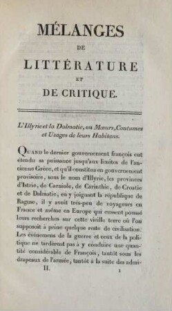 L'Illyrie la Dalmatie, ou Moeurs, Coutumes et Usages de leurs Habitans