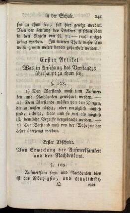 Erster Abschnitt. Von Erweckung der Aufmerksamkeit und des Nachdenkens