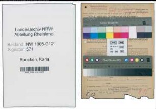 Entnazifizierung Karla Roecken , geb. 12.04.1921 (Hausgehilfin)