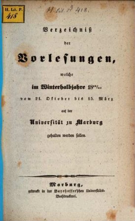 Verzeichnis der Vorlesungen. 1844/45. WH.