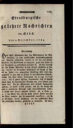 100. Stück, den 15. December, 1784.