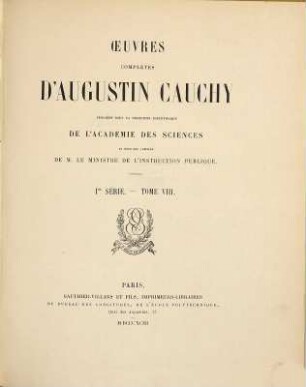 Oeuvres complètes d'Augustin Cauchy, 1,8