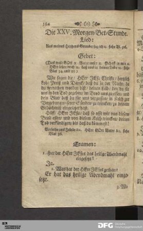 Die XXV. Morgen-Bet-Stunde.