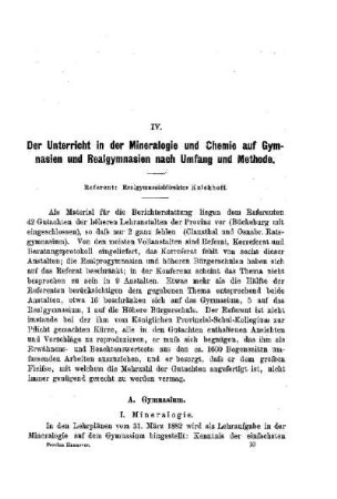 Der Unterricht in der Mineralogie und Chemie auf Gymnasien und Realgymnasien nach Umfang und Methode : [Referat]