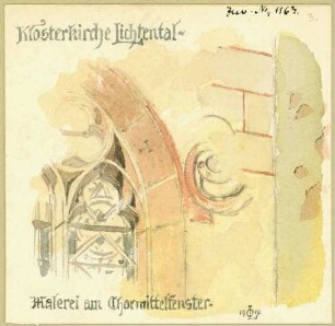 Lichtental Reste alter Fassadenmalereien im Kloster Lichtental Chormittelfenster der Klosterkirche