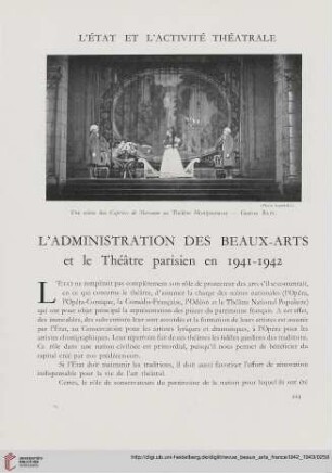 L'état et l'activité théatrale