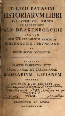 T. Livii Patavini Historiarvm Libri Qvi Svpersvnt Omnes. 1
