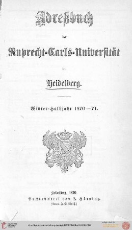Wintersemester 1870/1871