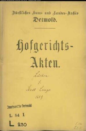 Lücke, Hermann gegen Stadt Lemgo - städt. Weinkeller