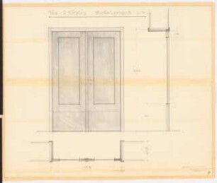 Reichsluftfahrtministerium, Berlin: Zweiflüglige Tür in L4 (Sockelgeschoss): Ansicht, Schnitt, Grundriss [1:10]
