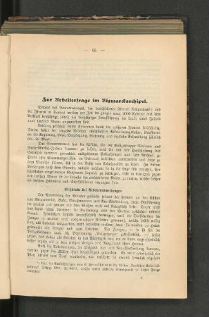 Zur Arbeiterfrage im Bismarckarchipel.