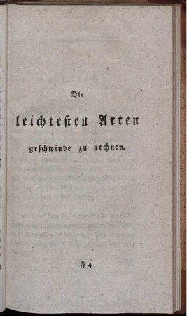 Die leichtesten Arten geschwinde zu rechnen.
