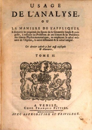 Analyse demontrée ..., 2. Usage de l'Analyse