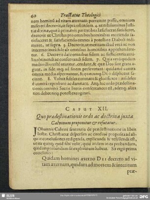 Caput XII. Quo praedestinationis ordo ac doctrina juxta
