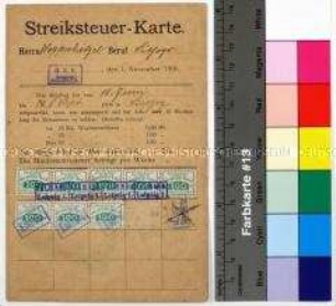 Streiksteuerkarte und Mitgliedsnachweis des Deutschen Senefelder Bundes für den Lithographen Hopperdietzel