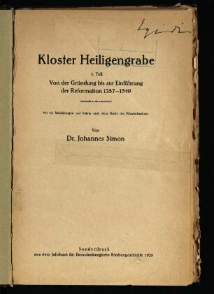 1: Von der Gründung bis zur Einführung der Reformation 1287 - 1549