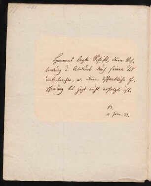 Notiz zum Inhalt, 1921