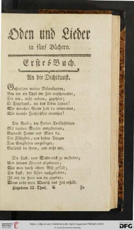 Oden und Lieder in fuenf Buechern