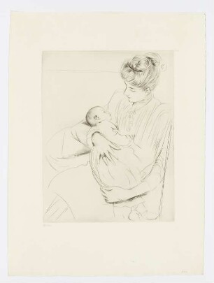 Frau mit Baby auf ihrem Schoß, Studie