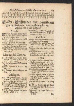 Closter-Stifftungen der barfüssigen Carmeliterinnen / von welchen in beeden Theilen Meldung geschicht