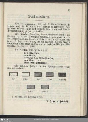 [Namensverzeichnis und Wappen von Adelsfamilien]