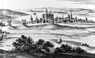 Wolgast. Stadtansicht mit Bockwindmühle, 1652, Ausschnitt
