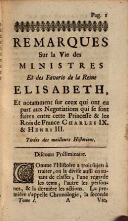 Mémoires et instructions pour les Ambassadeurs, T. 1
