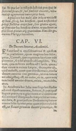 Cap. VI. De Decreto Senatus Academici.