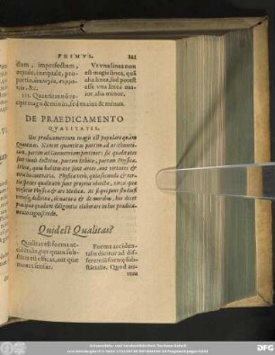 De Praedicamento Qualitatis.