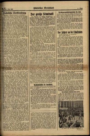 Zweite Ausgabe vom Mittwoch, den 03. Mai 1939.