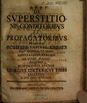 De Superstitionis Conditoribus Et Propagatoribus