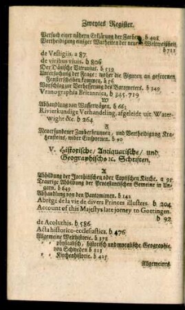 V. Historische, Antiquarische, und Geographische [et]c. Schriften