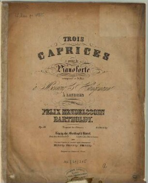 Trois caprices pour le pianoforte : op. 33. 2. Pl.Nr. 5668(b). - 12 S.