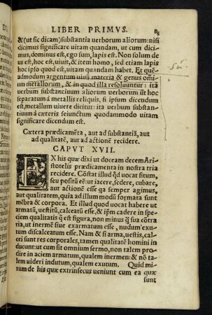 Caetera praedicamenta, aut ad substantiam, aut ad qualitatem, aut ad actionem recidere. Caput XVII.