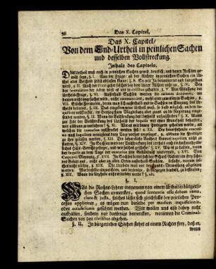 Das X. Capitel/ Von dem End-Urtheil in peinlichen Sachen und desselben Vollstreckung.