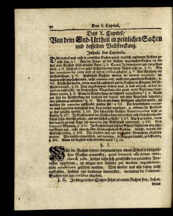 Das X. Capitel/ Von dem End-Urtheil in peinlichen Sachen und desselben Vollstreckung.