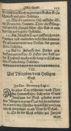 VIII. Auf Pfingsten/ vom Heiligen Geist.
