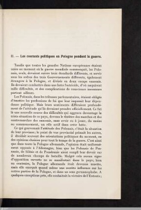 II. Les courants politiques en Pologne pendant la guerre