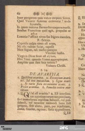 §. 14. De Avaritia.
