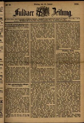 Ausgabe vom Montag, den 18. Januar 1886.