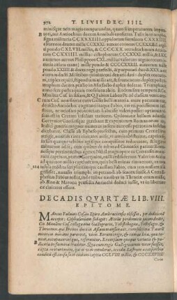 Decadis Quartae Lib. VIII. Epitome.