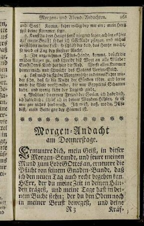Morgen-Andacht am Donnerstage. - Abend-Andacht am Sonnabend.