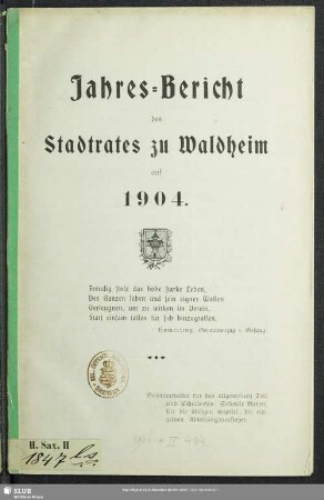 1904: Jahres-Bericht des Stadtrates zu Waldheim : auf ...