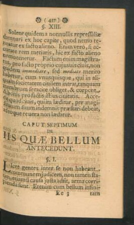 Caput Septimum. De Iis Quae Bellum Antecedunt.