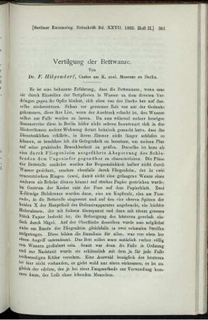 Vertilgung der Bettwanze.