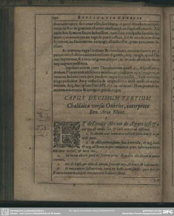 Caput Decimum Tertium. Chaldaica versio Onkelos, interprete Ben. Aria Mont.