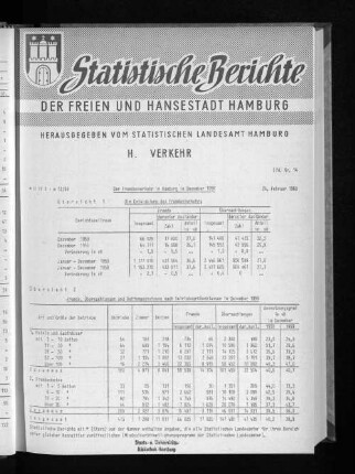 Der Fremdenverkehr in Hamburg im Dezember 1959 : Lfd. Nr. 14