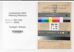 Entnazifizierung Wilhelm Huesgen , geb. 19.10.1906 (Zugfuehrer)