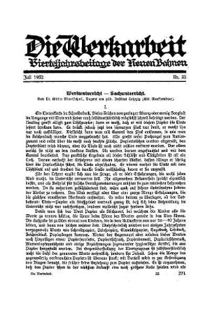 Werkunterricht - Sachunterricht