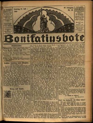 Erste Ausgabe vom Sonntag, den 12. Juli 1925.
